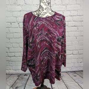 TanJay women's long sleeve stretch knit geometric print top plus size 3x b17